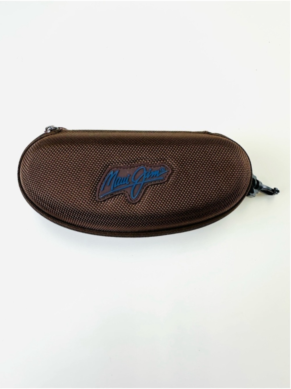 Maui Jim brown zippered sunglass case Clamshell clip